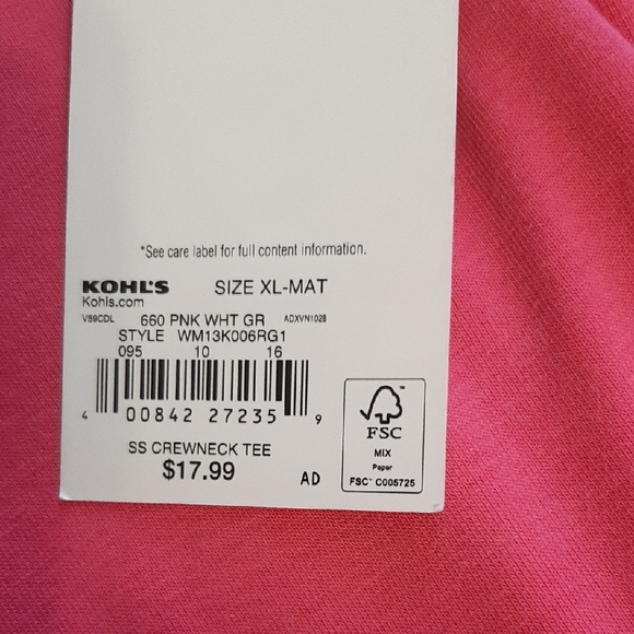 Maternity Tee Shirt Sonoma Brand Vibrant Pink With OH GIRL On Front Size XL - Picture 8 of 13